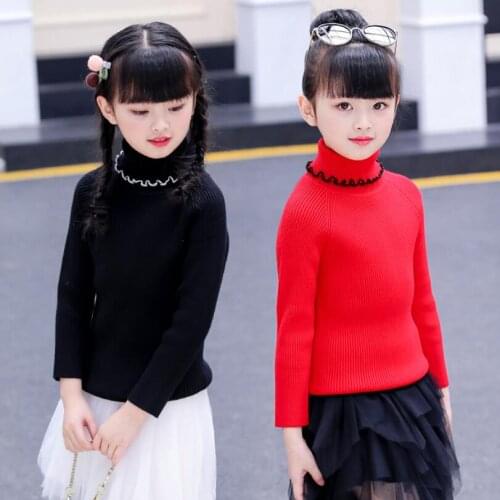 3-13 Year Fall Winter Toddler Teenage Children Clothing Girls Pullover Sweater Long Sleeve Kids Knitted Turtleneck Sweaters Tops
