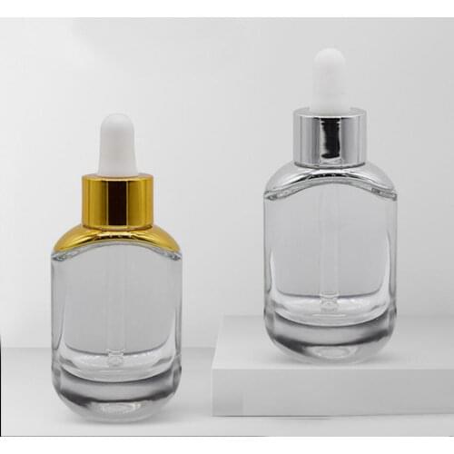 30ML clear glass bottle with silver dropper for essence oil serum whitening skin care cosmetic packing