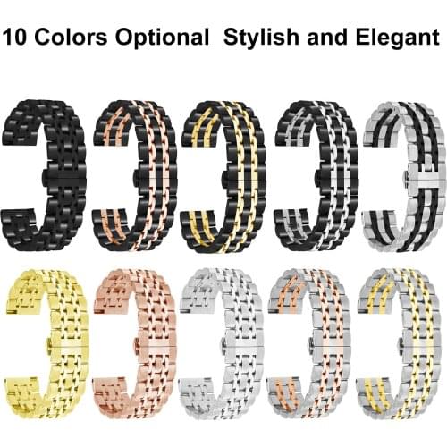 Stainless Steel Watch Bands Quick Release Watch Bracelet Strap Polished Watchband with Butterfly Buckle 20mm/22mm Smart Watch