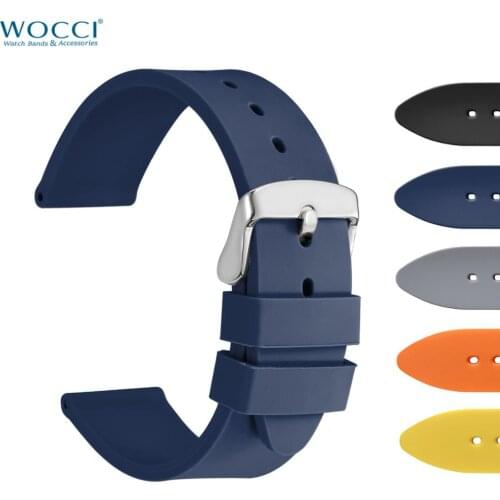 WOCCI Sport Rubber Silicone Watchband 18mm 20mm 22mm 24mm Black Yellow Red Watch Band Sweat Proof Watch Strap Fit for Summer