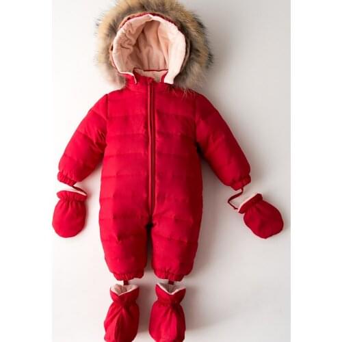 Russian winter down jumpsuit for boys and girls baby climbing and skiing clothes are -30 degrees thick