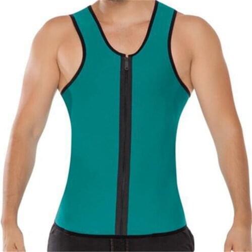 S-4XL Men Zipper Slimming Vest Body Shaper Neoprene Abdomen Fat Burning Shaperwear Waist Support Sweat Corset Weight Loss