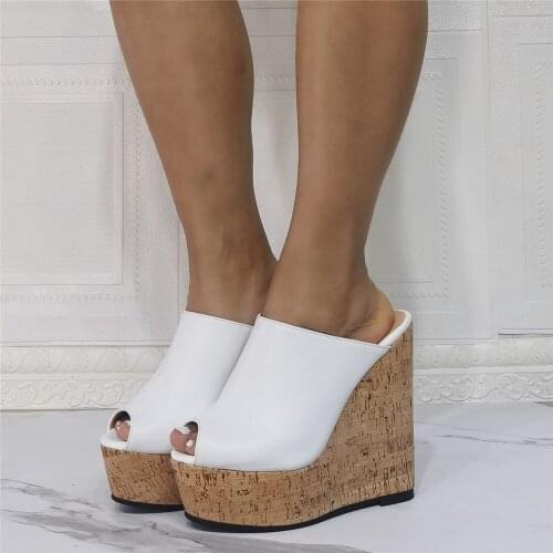 MKKHOU Fashion Sandals Women New Summer Shoes Sexy Fish Mouth Platform Shoes Ladies Casual Slope High Heel Slippers Extra Large