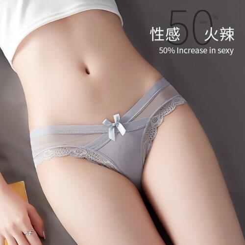 Ultra-Thin Women 's Underwear Sexy Lace Summer Seamless New Mesh Low Waist Sexy plus Size Girl Bow