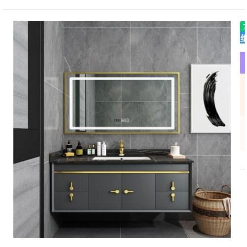 High-end oak smart rock board wash table light luxury bathroom cabinet wash table wash basin cabinet combination customized