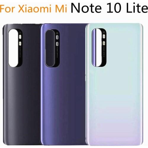 For Xiaomi Mi Note 10 Lite Back Battery Cover Note10 Lite Rear Housing Door Glass Panel Case Battery Cover Rear Housing Replace