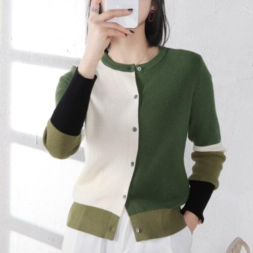 Adishree 2021 Cardigans for woman summer sweaters knitted jumper High Quality Female knitwear O-neck cool comfortable Patchwork