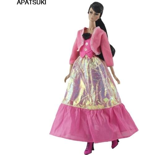 1 Set Doll Clothes Pink Coat Top & Skirt Fashion Outfits For Barbie Doll Dollhouse 1/6 Dolls Accessories Children DIY Toy