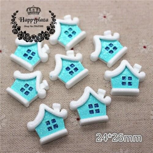 10pcs Resin Flatback Cabochon Christmas Cottage Miniature Art Supply Decoration Charm Craft,24*26mm