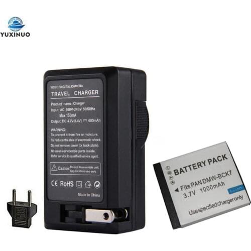 1000mAh DMW-BCK7 BCK7E NCA-YN101 YN101J Camera Battery + AC Charger For Panasonic Lumix DMC-FP5 DMC-FP7 DMC-FH2 DMC-FH5 FH24 TS2