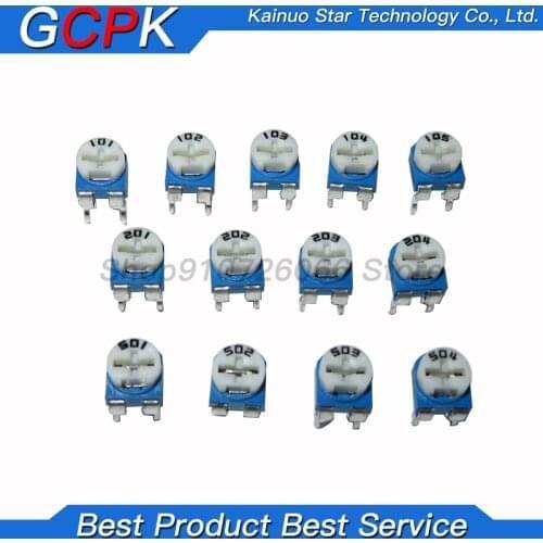 13valuesX10pcs=130pcs Trimming Potentiometer RM-065 100ohm-1Mohm RM065 Variable Resistors component diy kit new