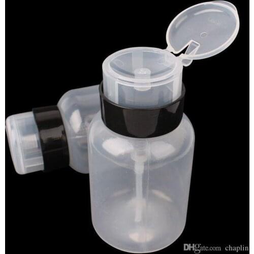 200ML 6.8OZ Empty Pump Dispenser Liquid UV Gel Polish Nail Art Polish Clean Bottle Polish Cleanser Remover Bottle W/ Lockable Fl