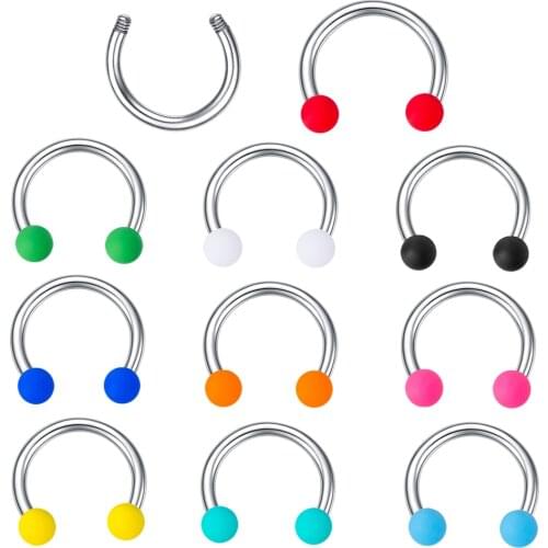 3Pcs 1.2x8mm Nose Ring Hoop Bar Rubber Paint Acrylic Ball Lip Helix Piercing Tragus Cartilage Piercing Stud Earrings Ear Jewelry