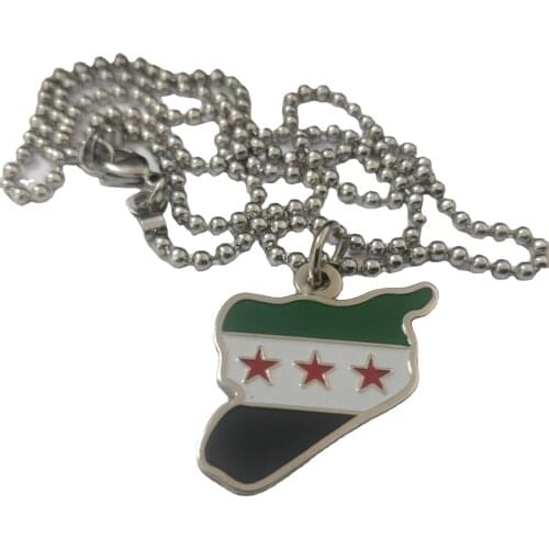 3Pc Syria necklace Flag Syrian Flag bracelet phone sticker pin patches banner coin t shirt Colors car-home-office hanging gift