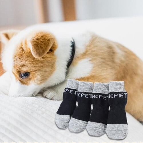 4pcs/Set Cute Pet Dog Socks Cotton Non-slip Dog Boots Socks For Puppy Large Small Cats Dogs Prevent Scratches Socks Accessories