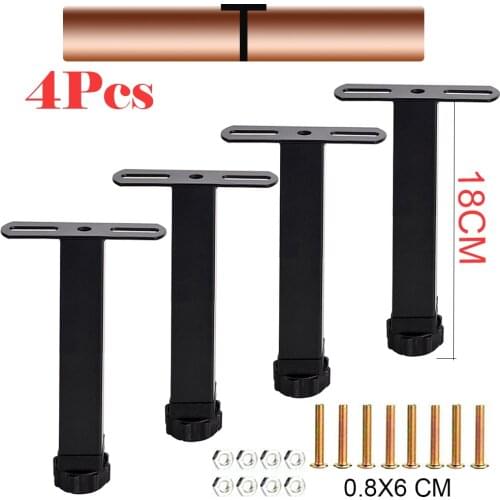 4Pcs Adjustable Bed Square Tube Frame Bracket Feets Legs Bed Slat Mattress Support Table Legs for Bed Frame Fixed Support Foots
