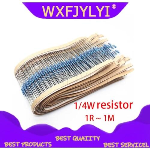 5000pcs 1/4W Metal film resistor 1R ~ 1M 100R 220R 330R 1K 1.5K 2.2K 3.3K 4.7K 10K 22K 47K 100K 100 220 330 1K5 2K2 3K3 4K7 ohm