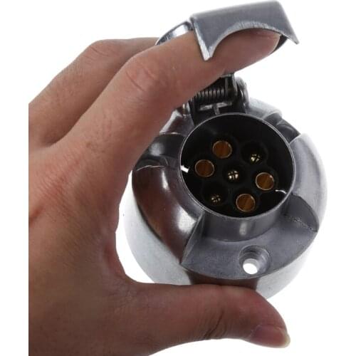 7 Pins 12N Towing Electric Metal Trailer Caravan Car Plug Socket Towbar Chrome