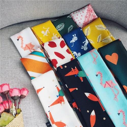 90X5CM NEW Fox Animal Printed Silk Scarf For Women Tie Scarf Bag Handle Ribbon Scarf Girl Joker Silk Hair Scarfs Long Neck Scarf