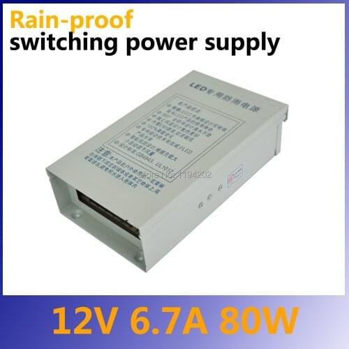 AC 85-265V to DC 12V 6.7A 80W Outdoor Rainproof Led Switching Power Supply Transformer
