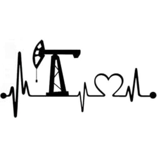 Car Stickers Oil Field Heartbeat Lifeline Personality PVC Car Decoration Accessories Stickers Waterproof Black/white,18cm*9cm