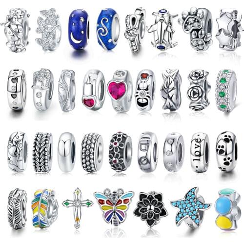 Bamoer Silver 925 Jewelry Stoppers Charm fit European Luxury Bracelet for Women Charms with Silicone Beads BSC112