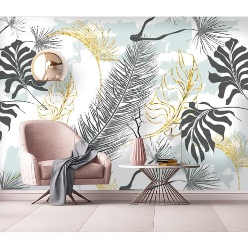 Beibehang custom Golden banana leaf wallpapers for living room background papel de parede 3D mural wall paper