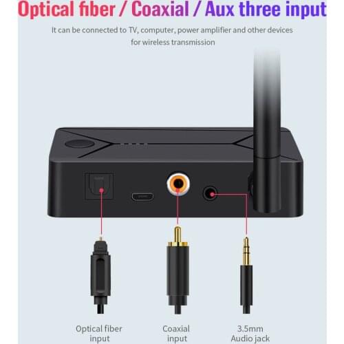 DC 5V Wireless audio bluetooth 5.0 transmitter adapter 3.5mm coaxial optical fiber Input For TV PC earphone headset