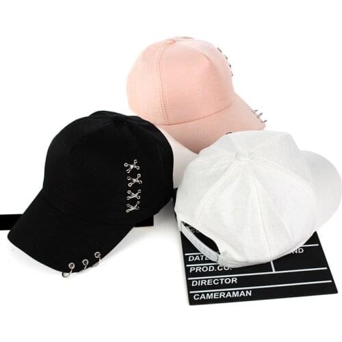 Dad Hat BTS Creative Piercing Ring Baseball Cap Punk Hip Hop Caps Cotton Adult Casual Solid Adjustable Unisex Iron Ring Caps