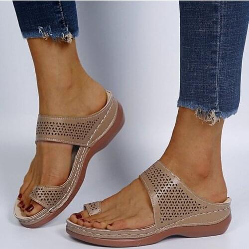 Womens Sandal Vintage Wedge Shoes Gladiator Non-Slip Soulier For Ladies Clip Toe Breathable Femininas Sandals Garden Footwear