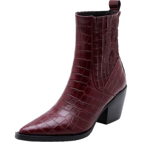 2019 Brand new Ladies booties Leisure Rome boots Solid Heels Short Boot western Cowboy Ankle Boots for women Female Botas Mujer