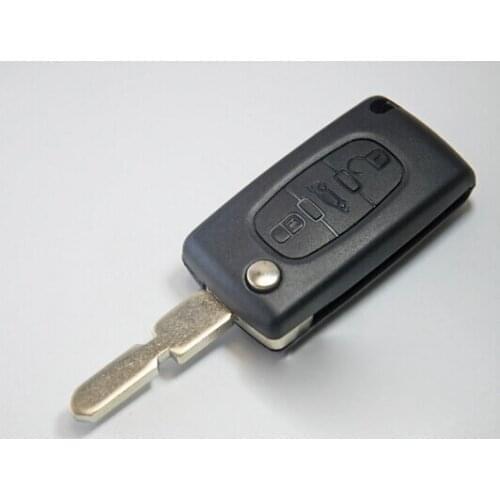 3 buttons blank flip folding remote key shell Case for Peugeot 406 with battery holder