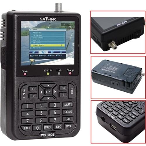 Digital Signal Finder Satlink WS 6906 3.5" LCD Screen DVB-S FTA Receptor for QPSK Satlink Satellite Signal Meter Finder TV AV