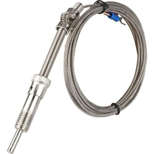 Stainless Steel Temperature Sensor K Type Thermocouple Bayonet Compression Spring with 1m Cable Wire for Temperature Controller