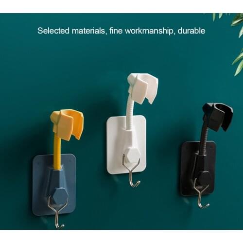 Shower Head Holder Plastic Shower Head Bracket 360° Adjustable Wall Mounted Bathroom Shelf with Hook SPA Bathroom Universal ABS