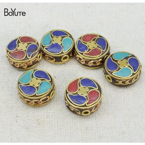 BoYuTe (2 Pieces/Lot) 17*8.5MM Enamel Tibetan Buddhist Beads Factory Supply Handmade Diy Brass Beads Jewelry Making Materials