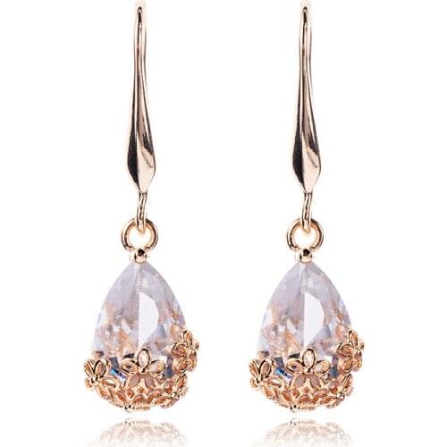 European and American Fashion Jewelry New Popular Plum Blossom Flower Inlaid AAA Zircon Drop Earrings