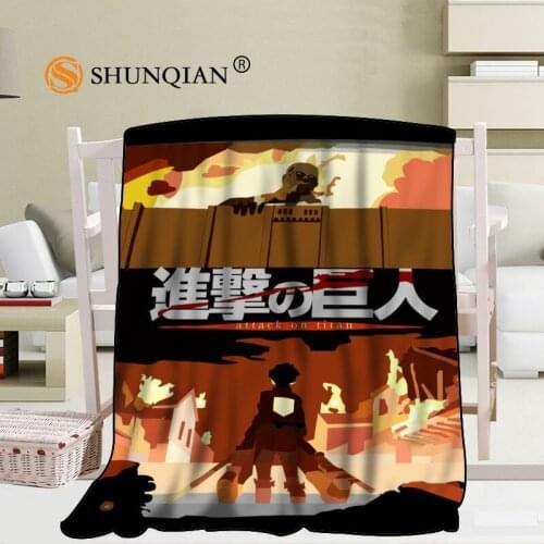 Custom Attack on Titan Blanket Blending Fabric 56x80inch 50X60inch 40X50inch Sofa Bed Throw Blanket Kid Adult Warm Blanket