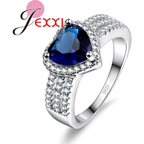 Exquisite Enduring Wide Female Finger Ring With Heart Shape Clear CZ Silver 925 Jewelry For Bridal Engagement
