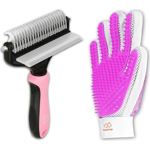 Pet Grooming Kit for Dog and Cat with 2 Sided Grooming Brush and 2 Sided Grooming Glove for , Cleaning All Pet Hair Effectively