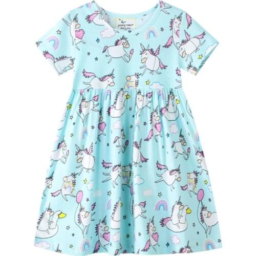 Summer Dress for Girls Kids Clothing Children A-Line Cotton Dress Girls Casual Vestidos Baby Girl Unicorn Clothing