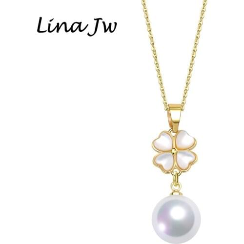 Lina Jw 10MM Round South Sea Shell Pearl Necklace for Women Jewelry -Accessories Bijoux Femme Wedding /Party Design Gift Luxury