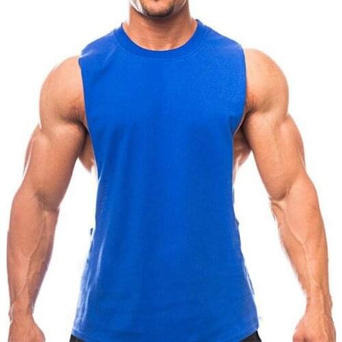 Men Vest Tank-Top Casual Solid Color Loose Summer Round Neck Sleeveless Sports Top Fitness Sweatshirt