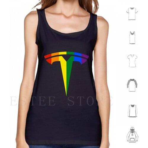 Tesla ( Pride ) Tank Tops Vest Cotton Tesla Ev Car Elon Musk Electric Roadster Model 3 Tesla Motors Model Y Model X