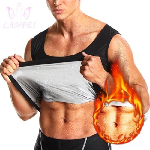 LANFEI Men Hot Sauna Sweat Thermo Shirt Wasit Trainer Body Shapers Workout Gym Fat Tank Tops Slimming Shapewear Compression Vest