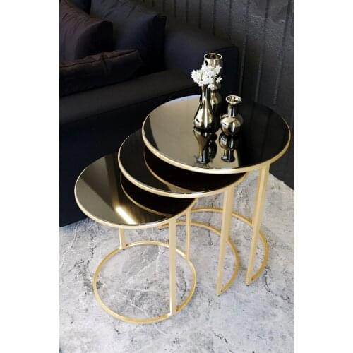 Mirror Gold Metal Zigon Coffee Table Set 3 Pcs Dining Office Living Room Kitchen Home Furniture Coffee Table Decor Accessories Bar from turkey