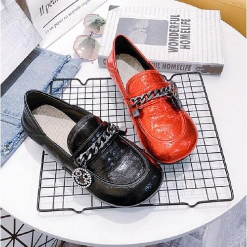 Spring and Autumn New Style Burst Rhinestone Round Toe Large Size Womens Shoes Korean Flat Casual Shoes