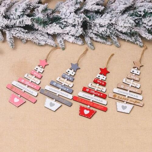 Newest Arrival Colorful Christmas Natural Wood Pendant Christmas Tree Ornaments Slices Holiday Hanging Decorations