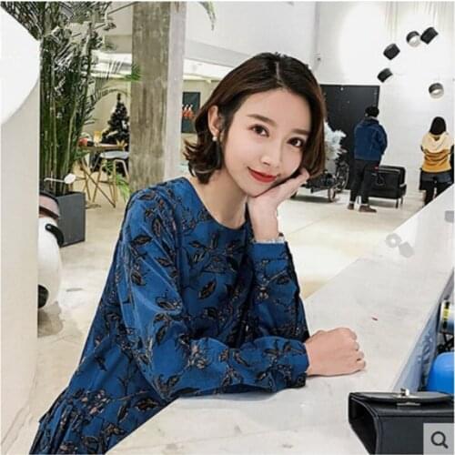 Maternity Dress Long sleeve Pregnancy Clothes for Pregnant Women pleated floral Clothing Large sizes Dresses M-5XL