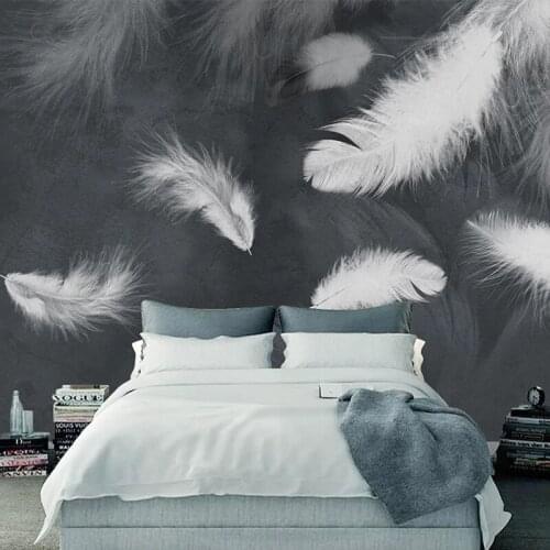 Custom 3D Wallpaper Modern Minimalist White Feather TV Background Wall Mural Living Room Sofa Bedroom Wall Decoration Wallpaper